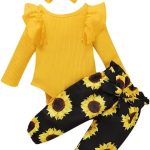 Baby girl clothes, Newborn Baby Girl Clothes, Soft Long Sleeve Onesies Girl Collocation Pants and Headband